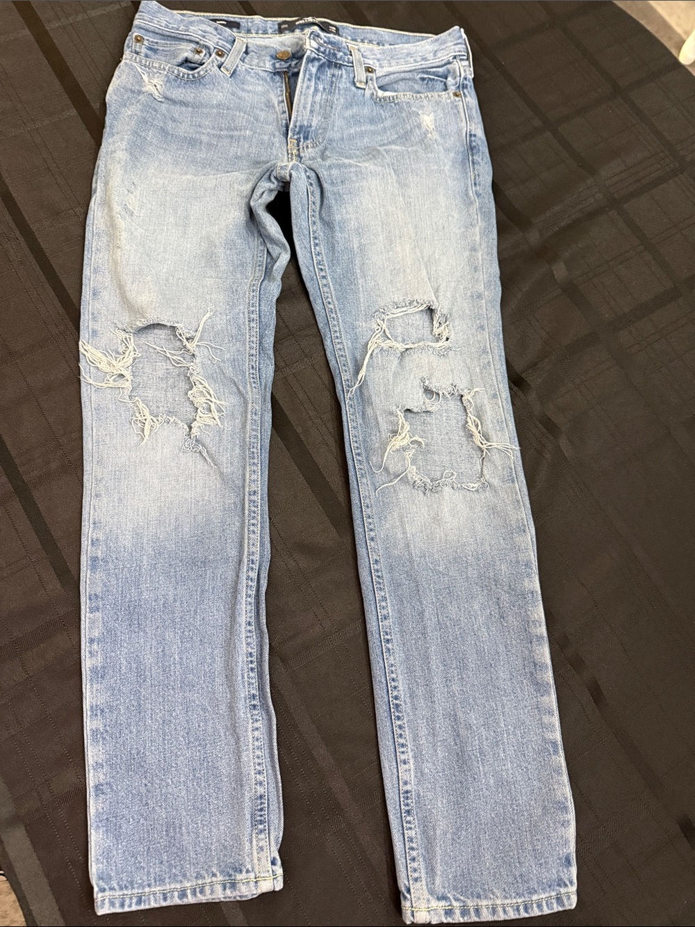 Hollister Light Blue Distressed Straight-Leg Jeans
